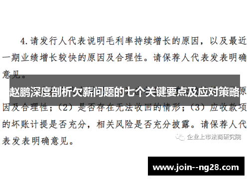 赵鹏深度剖析欠薪问题的七个关键要点及应对策略